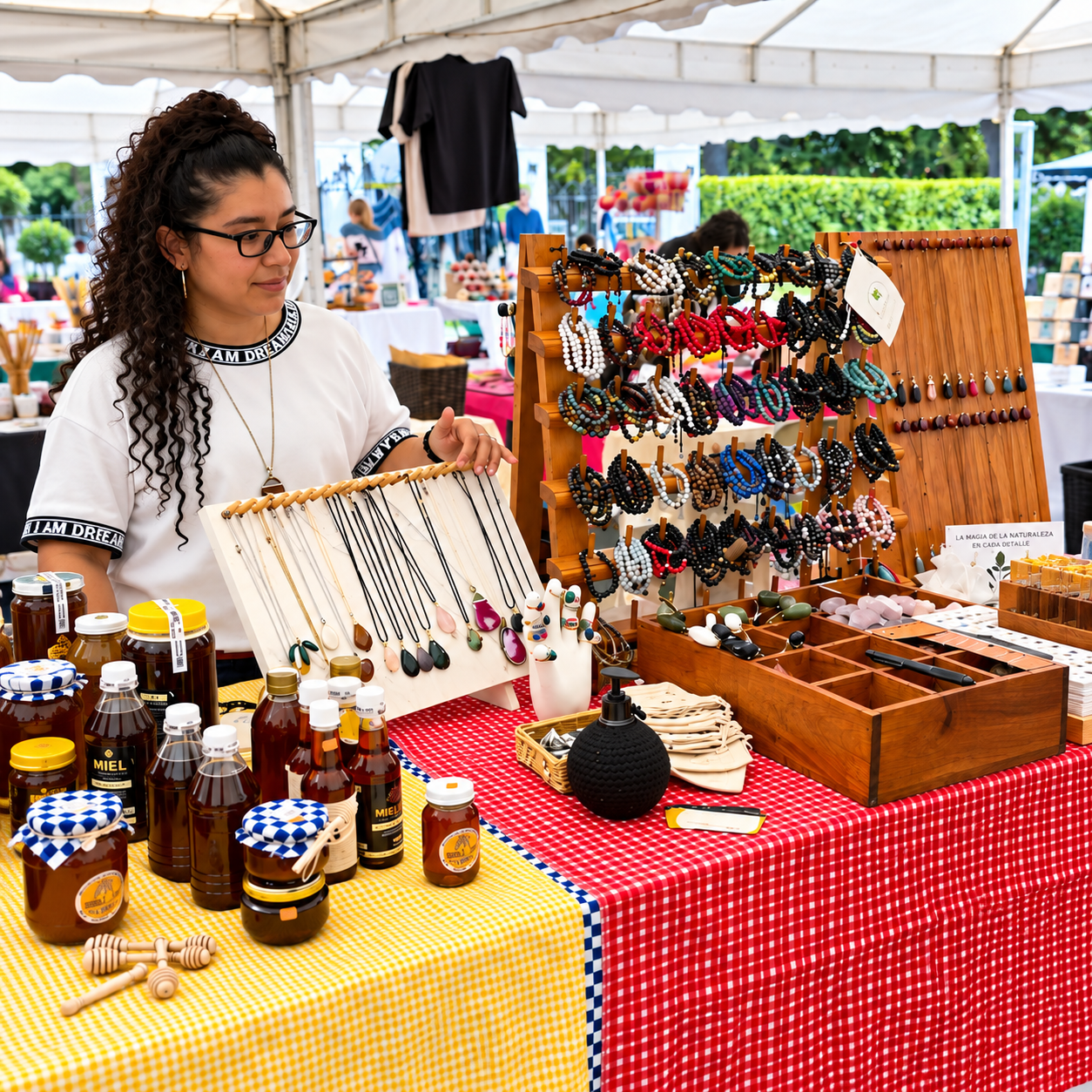 Artesanía, joyería y miel de productores locales
